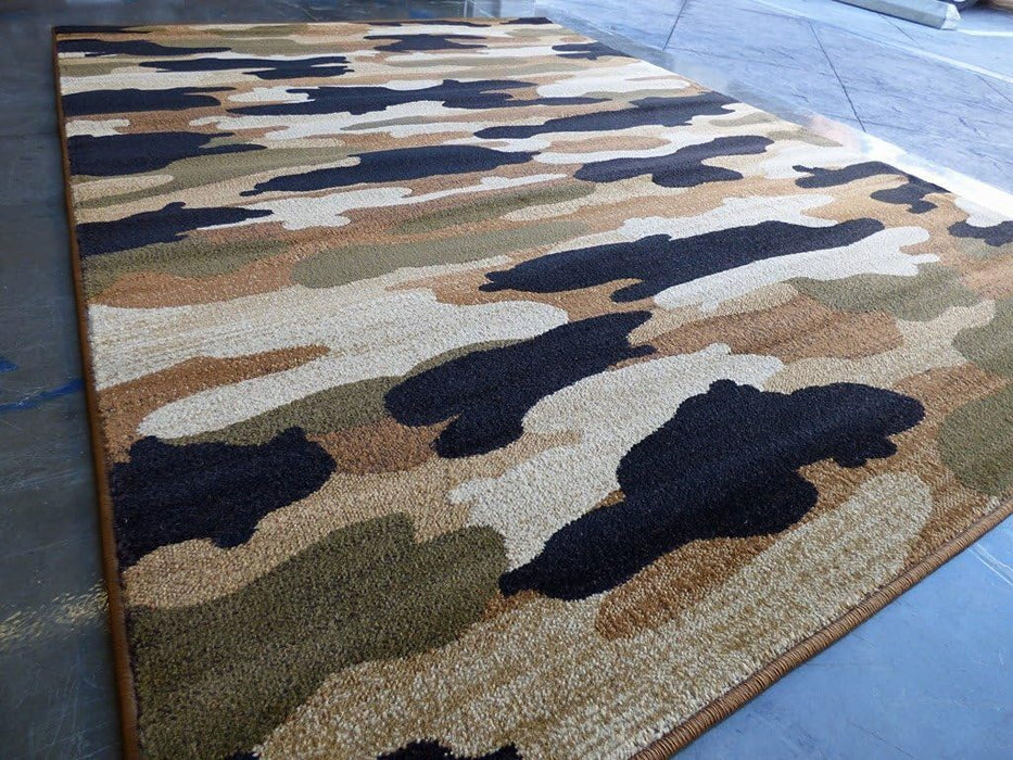 Camo Round Rug 5 Feet 2 Inch X 7 Feet 1 Inch Camouflage Camo Concealed Wildlife Desig ...