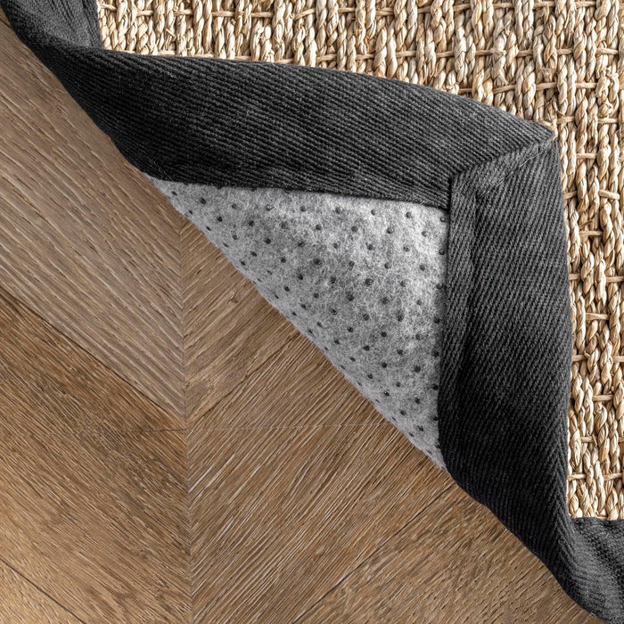 3x5 Black Elijah Seagrass Solid Farmhouse Style, Cotton Bordered, Basketweave, Natural Fiber Area Rug by nuLOOM