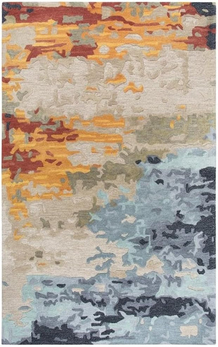 5' x 8' Tan/Gray/Black/Orange/Red/Gold/Aqua Area Rug by Rizzy Home Alora Decor Lapis
