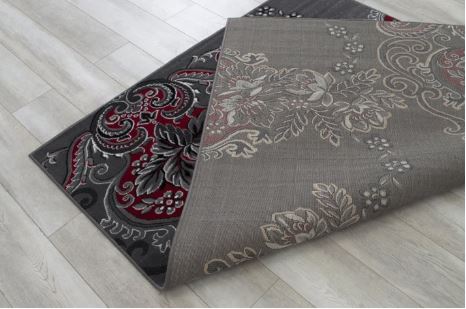 4' 11" x 6' 11" 5x7 Red in Charcoal Grey Modern in Graphic Floral design Area Rug Allstar