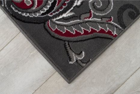 4' 11" x 6' 11" 5x7 Red in Charcoal Grey Modern in Graphic Floral design Area Rug Allstar