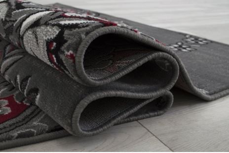 4' 11" x 6' 11" 5x7 Red in Charcoal Grey Modern in Graphic Floral design Area Rug Allstar