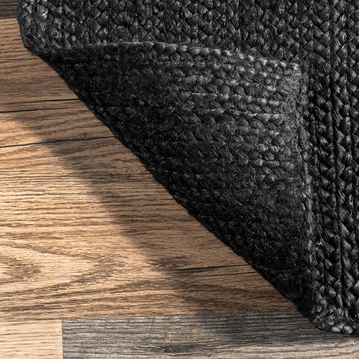 3x5 Black Rigo Jute Solid Farmhouse Design, Natural Fiber Hand Woven Area Rug  by nuLOOM