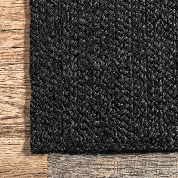 3x5 Black Rigo Jute Solid Farmhouse Design, Natural Fiber Hand Woven Area Rug  by nuLOOM