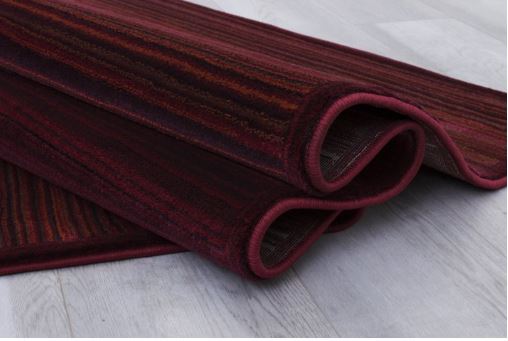 5x7 (4' 11" x 7' 0") Red Modern Area Rug with Vermilion Abstract Combed Texture design by Allstar