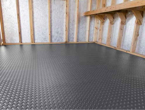 8 ft. W x 16 ft. L Slate Grey Shed Flooring Diamond Tread Commercial Vinyl Sheet Flooring