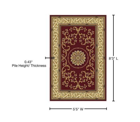 5 ft. x 8 ft. Burgundy Traditional Medallion Oriental Noble Area Rug