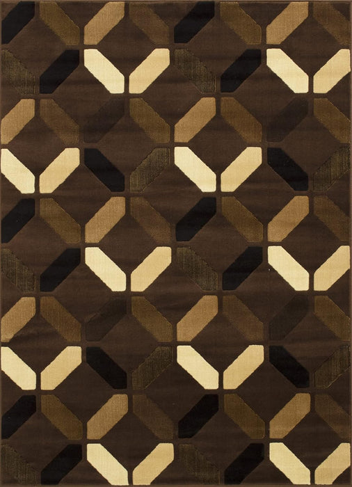 5x7 (4' 11" x 6' 11") Chocolate and Mocha Modern and Contemporary with Ivory and Espresso Diamond Design