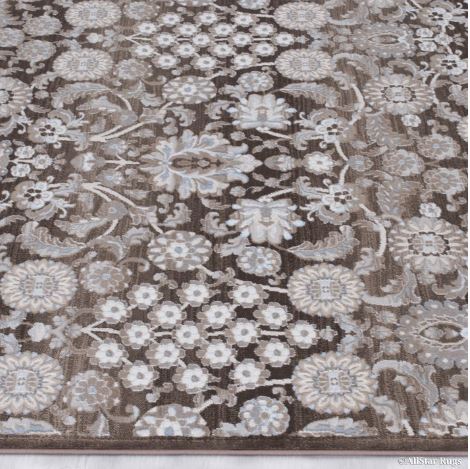 5x7 (4' 11" x 7' 0") Brown Traditional Area Rug with White Peshawar Mahal design by Allstar