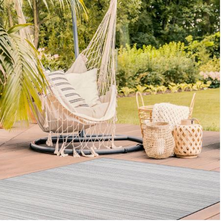 8' x 10' Beige Striped Indoor-Outdoor Rug, Outside Carpet for Patio, Deck, Porch Beverly Rug