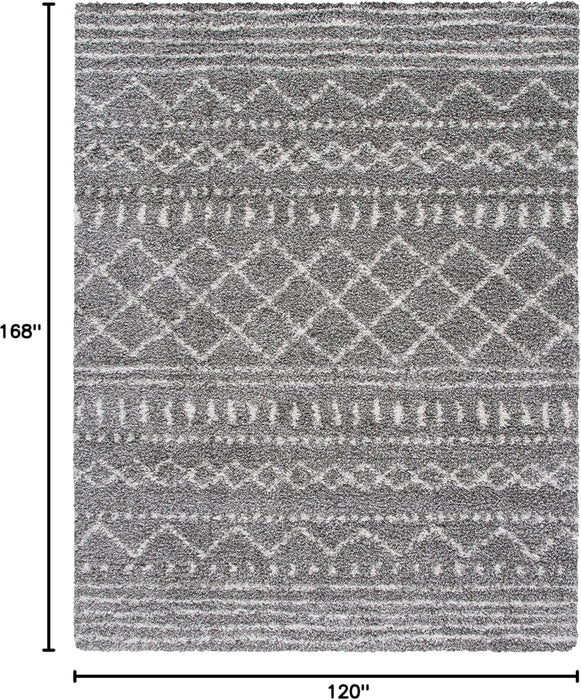 10' x 14', Brown & Ivory, Moroccan Design, Non-Shedding & Easy Care, 1.6-inch Thick by SAFAVIEH Arizona Shag Collection Area Rug