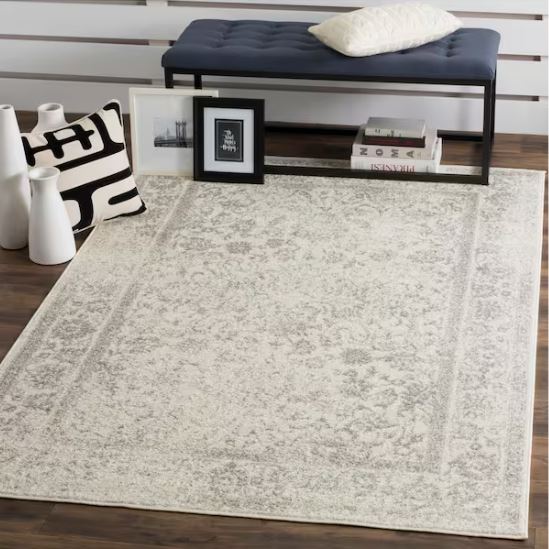 12 ft. x 12 ft. Border Distressed Square Area Rug