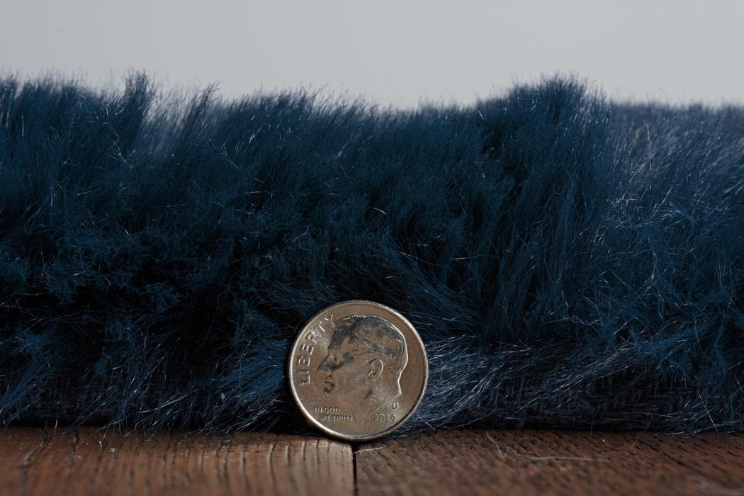 8' x 1'0 Navy Linon Maven Faux Rabbit