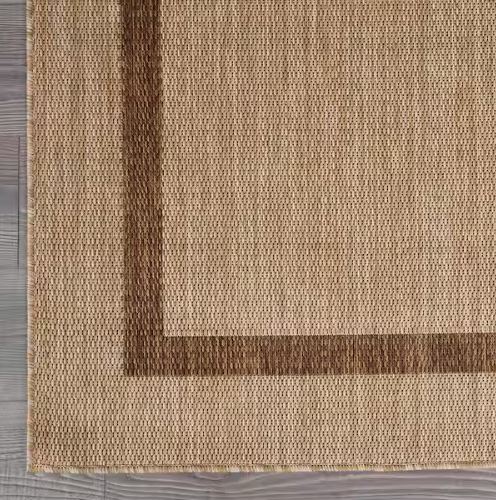 6 ft. x 9 ft. Beige/Brown Bordered Indoor Outdoor Area Rug