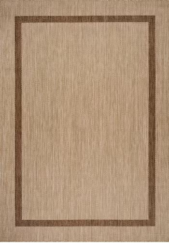 6 ft. x 9 ft. Beige/Brown Bordered Indoor Outdoor Area Rug