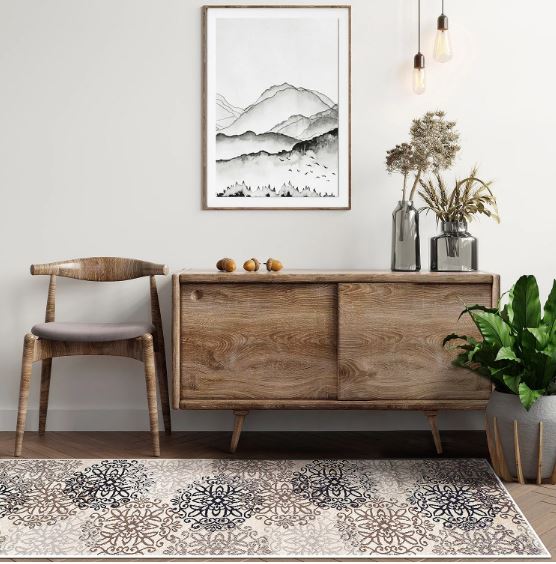 8' Round Superior Leigh Modern Floral Medallion Indoor Area Rug