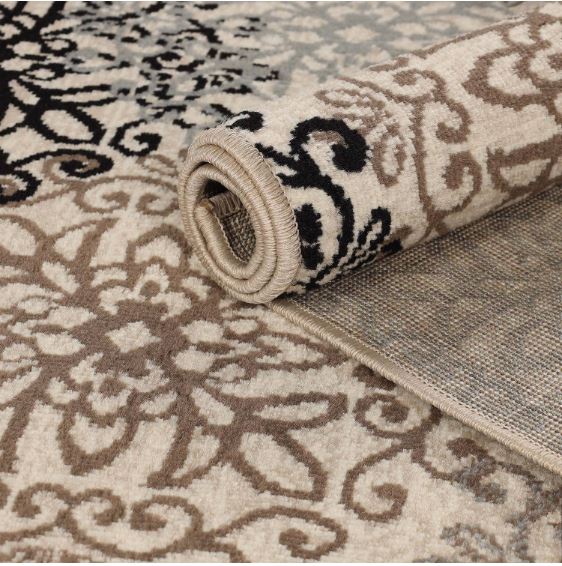 8' Round Superior Leigh Modern Floral Medallion Indoor Area Rug