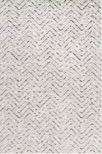 5 ft. x 8 ft. Ivory/Charcoal Chevron Area Rug