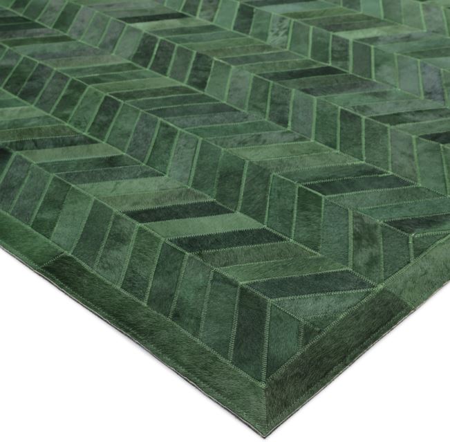 9' x 12' Green Meir Handmade Contemporary Cowhide Area Rug