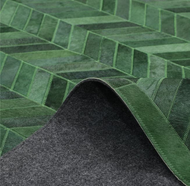 9' x 12' Green Meir Handmade Contemporary Cowhide Area Rug