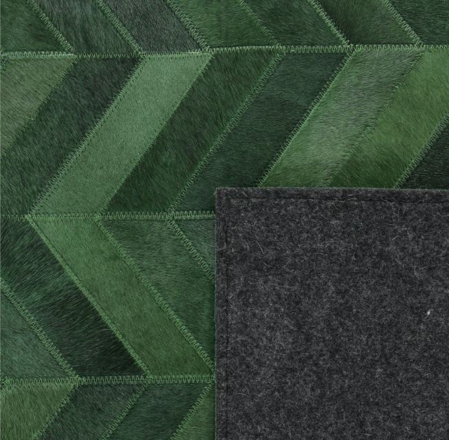 9' x 12' Green Meir Handmade Contemporary Cowhide Area Rug