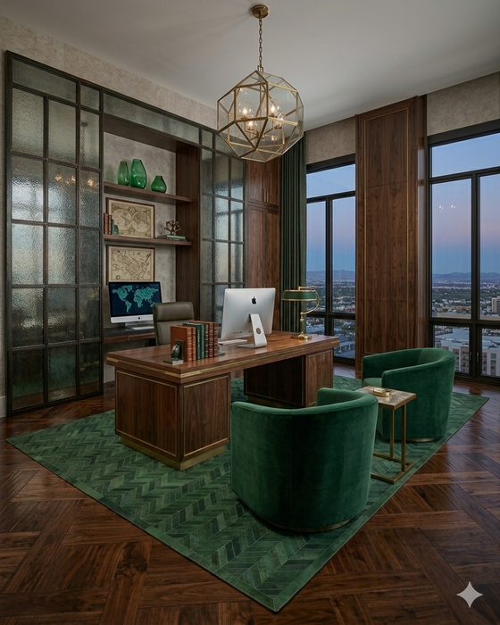 9' x 12' Green Meir Handmade Contemporary Cowhide Area Rug
