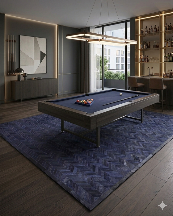 9' x 12' Blue Meir Handmade Contemporary Cowhide Area Rug