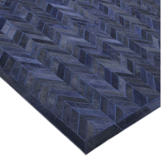 9' x 12' Blue Meir Handmade Contemporary Cowhide Area Rug