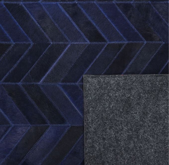 9' x 12' Blue Meir Handmade Contemporary Cowhide Area Rug