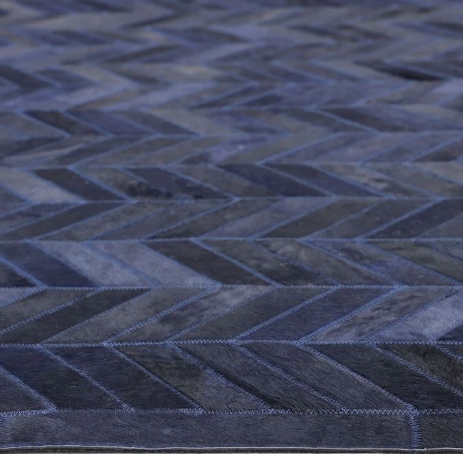 9' x 12' Blue Meir Handmade Contemporary Cowhide Area Rug