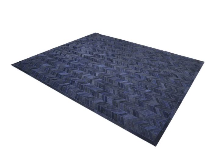 9' x 12' Blue Meir Handmade Contemporary Cowhide Area Rug
