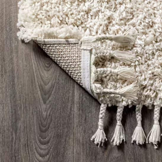 5 ft. x 8 ft. Mercer Shag Plush Tassel Cream Area Rug