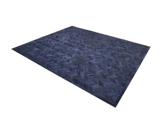 8' x 10' Blue Meir Handmade Contemporary Cowhide Area Rug