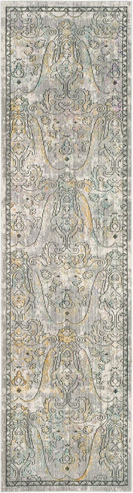 SAFAVIEH Mystique Collection Runner Rug - 2'3" x 8', Grey & Multi, Oriental Boho Distressed Design, Non-Shedding & Easy Care, Ideal for High Traffic Areas in Living Room, Bedroom (MYS925R)