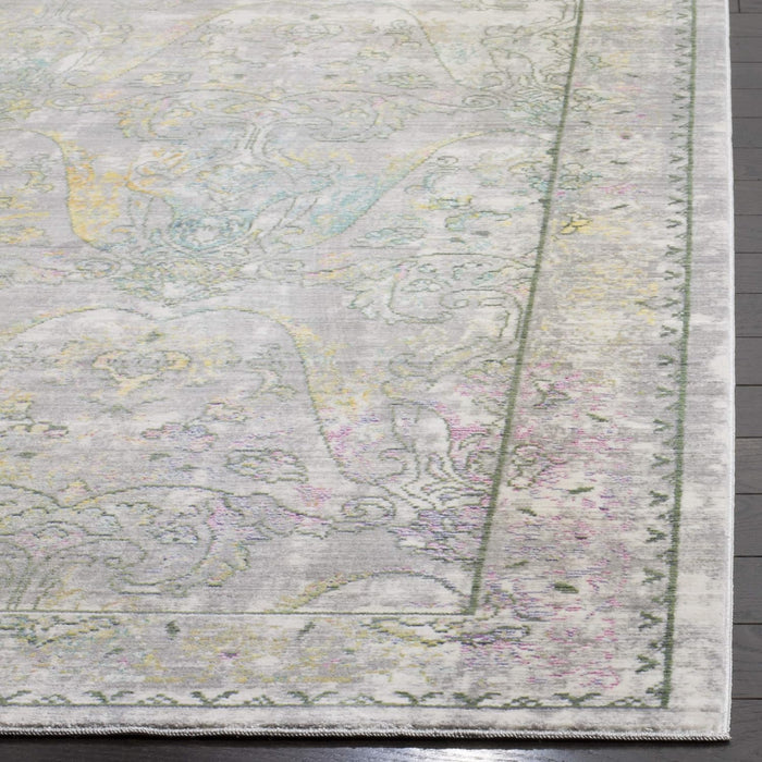 SAFAVIEH Mystique Collection Runner Rug - 2'3" x 8', Grey & Multi, Oriental Boho Distressed Design, Non-Shedding & Easy Care, Ideal for High Traffic Areas in Living Room, Bedroom (MYS925R)