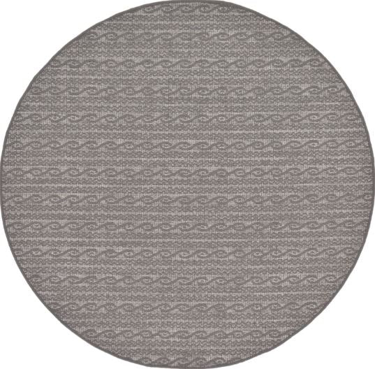 6ft Round Unique Loom Outdoor Modern T-KOZA-K3030A Gray Area Rug