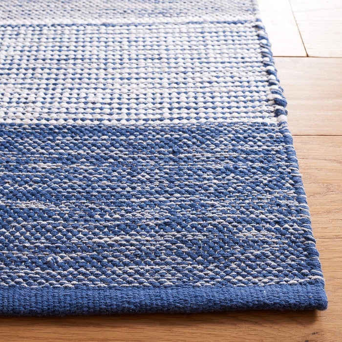 SAFAVIEH Striped Kilim Collection Accent Rug - 3' x 5', Grey & Blue, Flat Weave Cotton Design, Easy Care, Ideal for High Traffic Areas in Entryway, Living Room, Bedroom (STK804M)