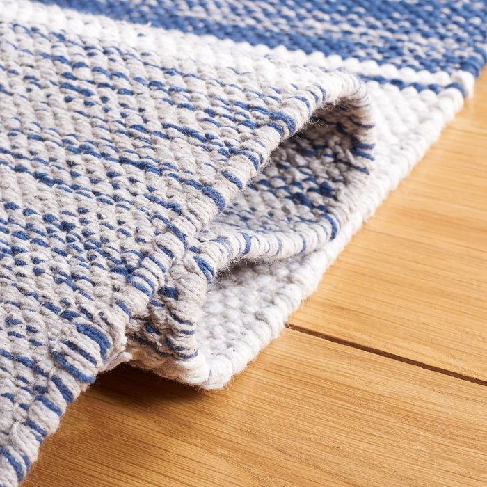 SAFAVIEH Striped Kilim Collection Accent Rug - 3' x 5', Grey & Blue, Flat Weave Cotton Design, Easy Care, Ideal for High Traffic Areas in Entryway, Living Room, Bedroom (STK804M)