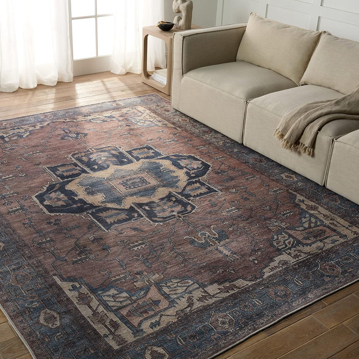 Size 10'6" x 14' Jaipur Living Soft Large Area Rug, Boho, Blue/Dark Brown