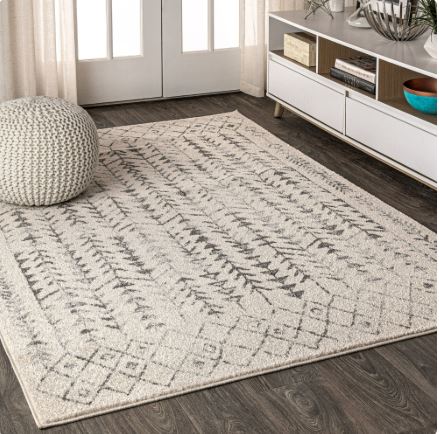 JONATHAN Y MOROCCAN HYPE 3 x 5 Area Rug, Ziri Moroccan Geometric - Cream/Gray, MOH210A-3