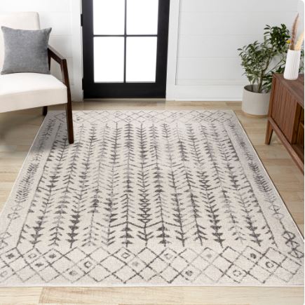 JONATHAN Y MOROCCAN HYPE 3 x 5 Area Rug, Ziri Moroccan Geometric - Cream/Gray, MOH210A-3