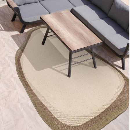 Wyatt Modern Rustic Abstract Beige/Brown 5 ft. x 8 ft. Indoor/Outdoor Shaped Area Rug