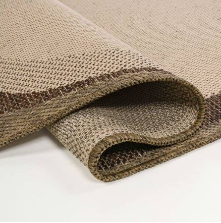 Wyatt Modern Rustic Abstract Beige/Brown 5 ft. x 8 ft. Indoor/Outdoor Shaped Area Rug