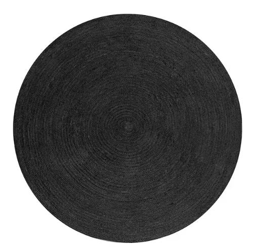 Zara Braided Coastal Cottage Round Jute Black 6 ft. Round Area Rug