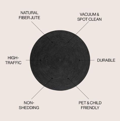 Zara Braided Coastal Cottage Round Jute Black 6 ft. Round Area Rug