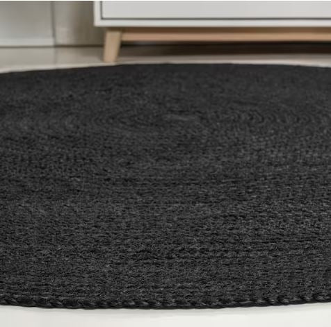Zara Braided Coastal Cottage Round Jute Black 6 ft. Round Area Rug