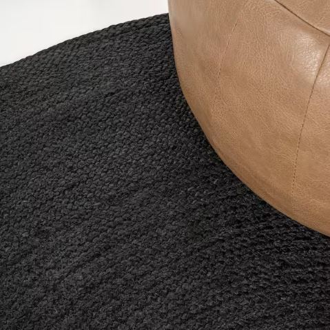 Zara Braided Coastal Cottage Round Jute Black 6 ft. Round Area Rug