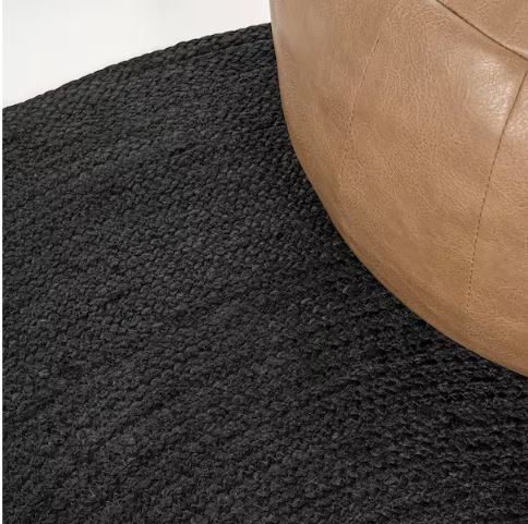Zara Braided Coastal Cottage Round Jute Black 6 ft. Round Area Rug