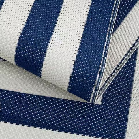 Paris Navy Creme 8 ft. x 10 ft. Modern Plastic Indoor/Outdoor Area Rug