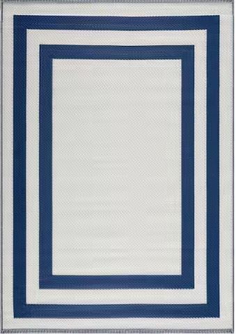 Paris Navy Creme 8 ft. x 10 ft. Modern Plastic Indoor/Outdoor Area Rug